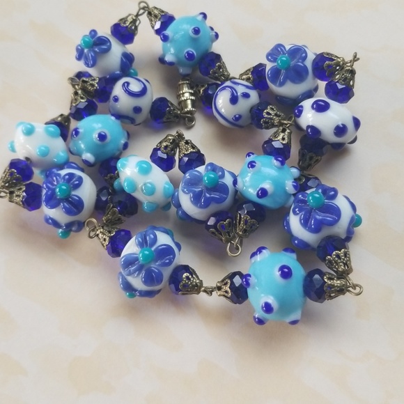Hand Crafted Repurposed Vintage Lampwork Glass Bead Necklace - Picture 10 of 14